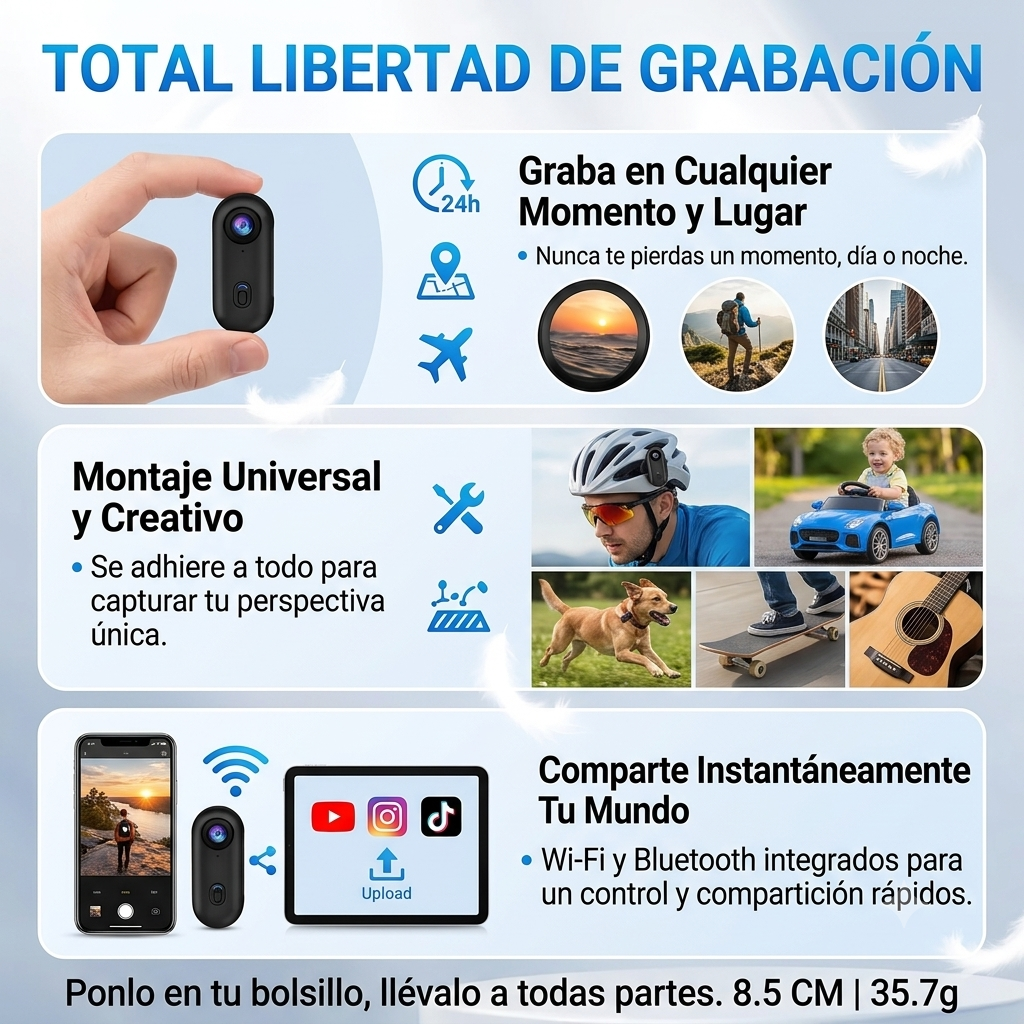 Mini cámara de acción deportiva 4K